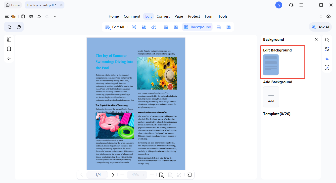 editar fondo existente