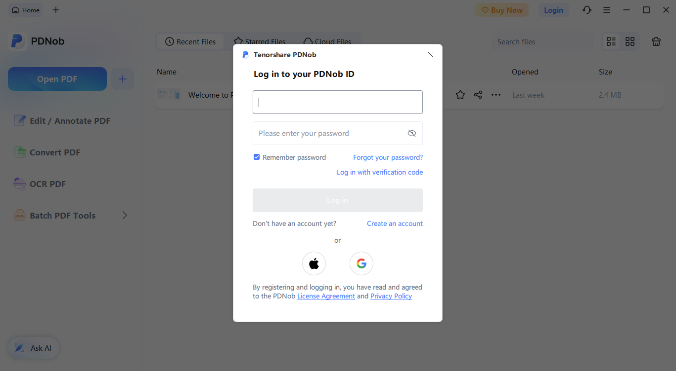 iniciar sesión en pdnob