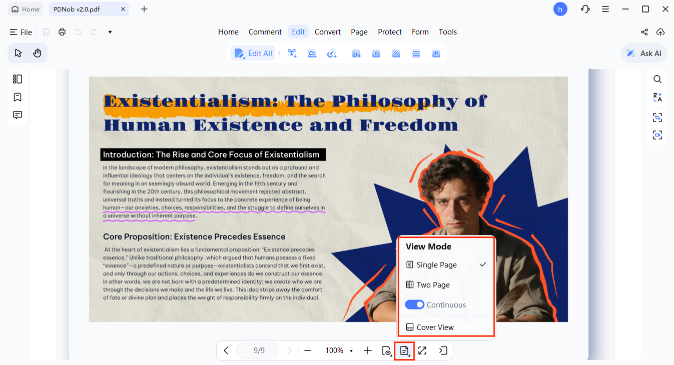 modos de visualización de páginas pdf