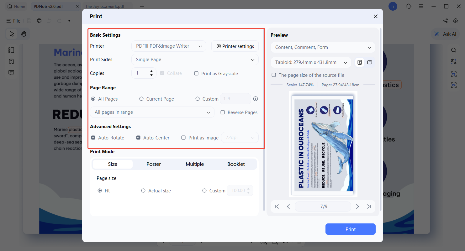 configuración de impresión