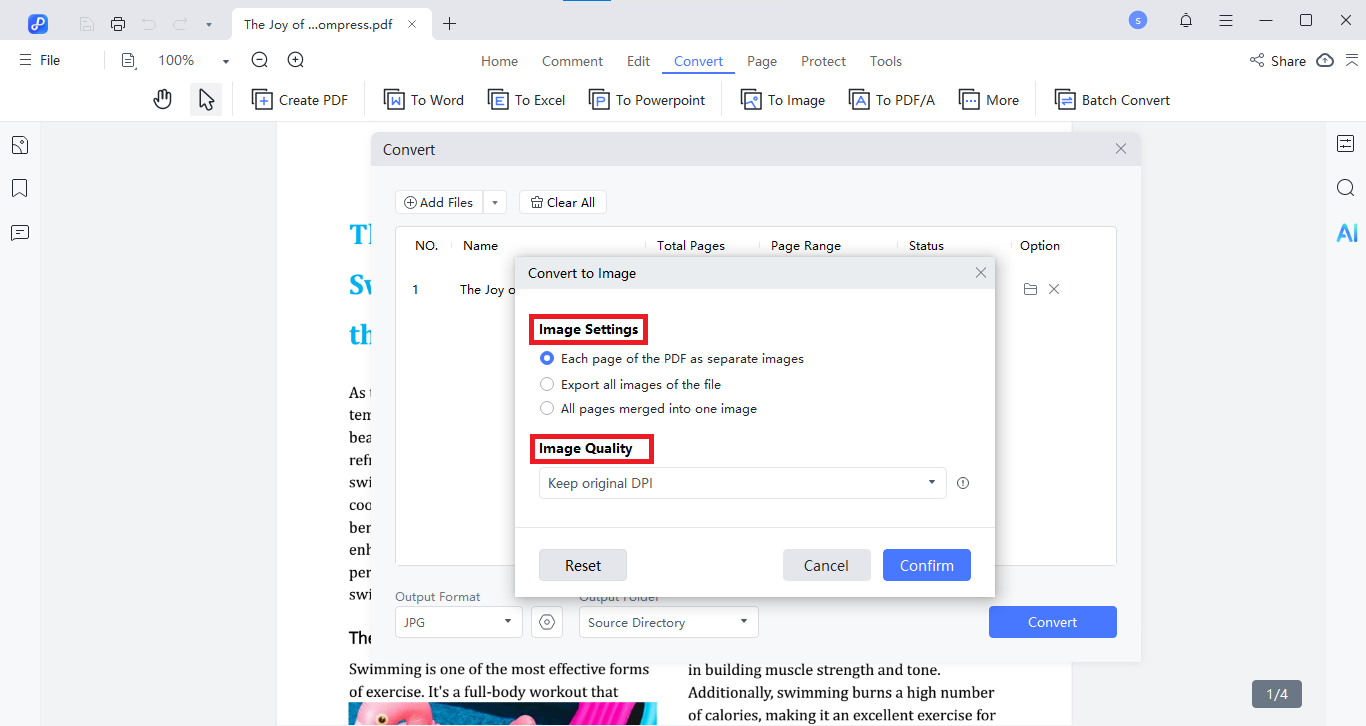 convert to image settings