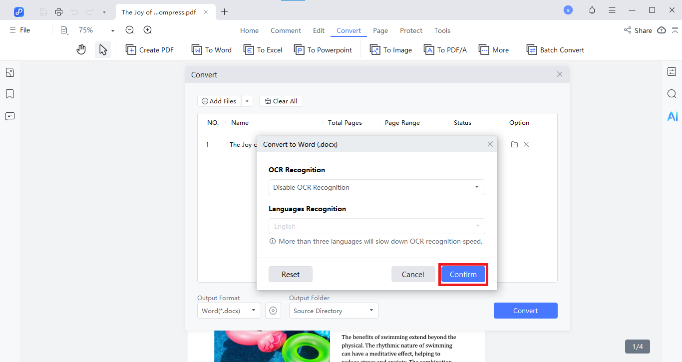 convert to word settings