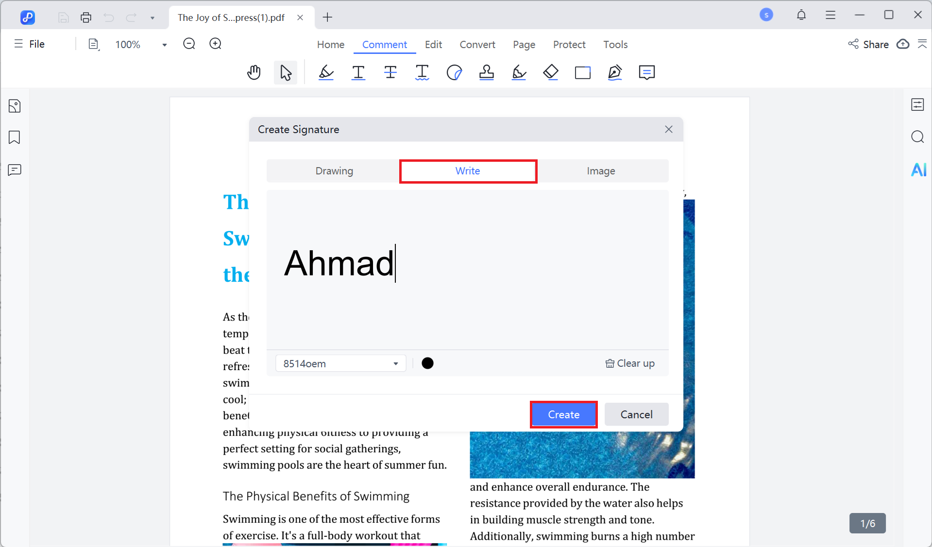 create signature write
