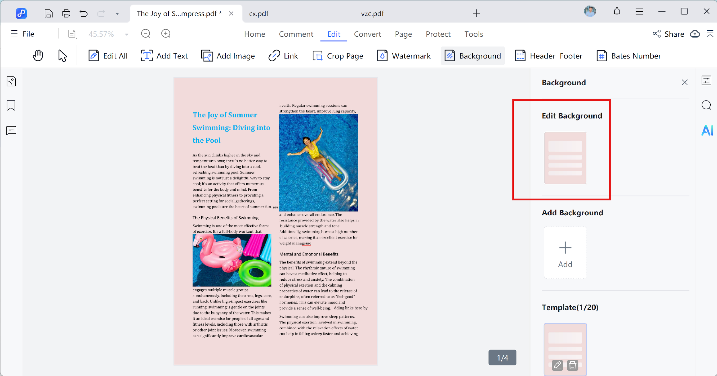 edit existing background