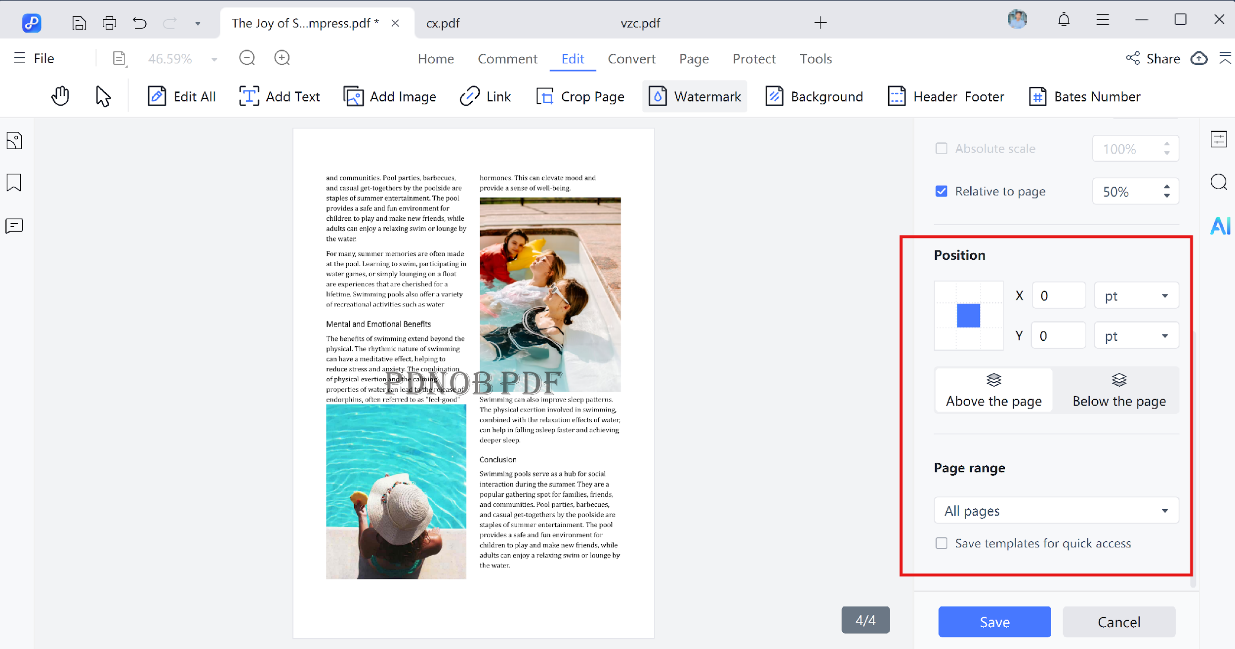 edit watermark position