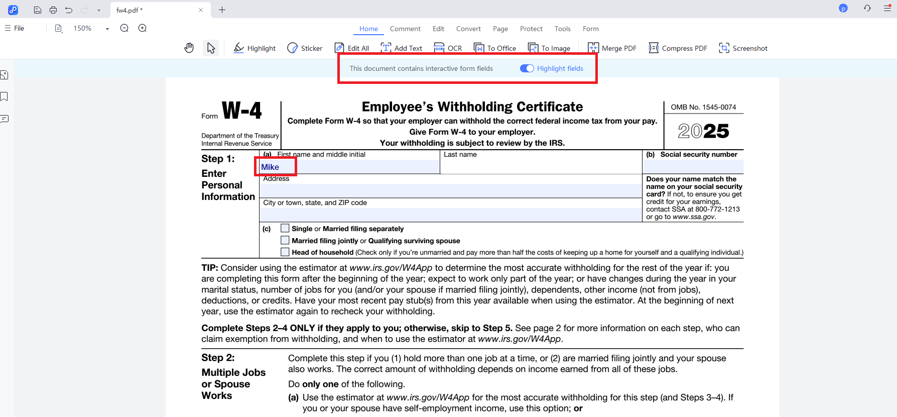 fill in interactive forms