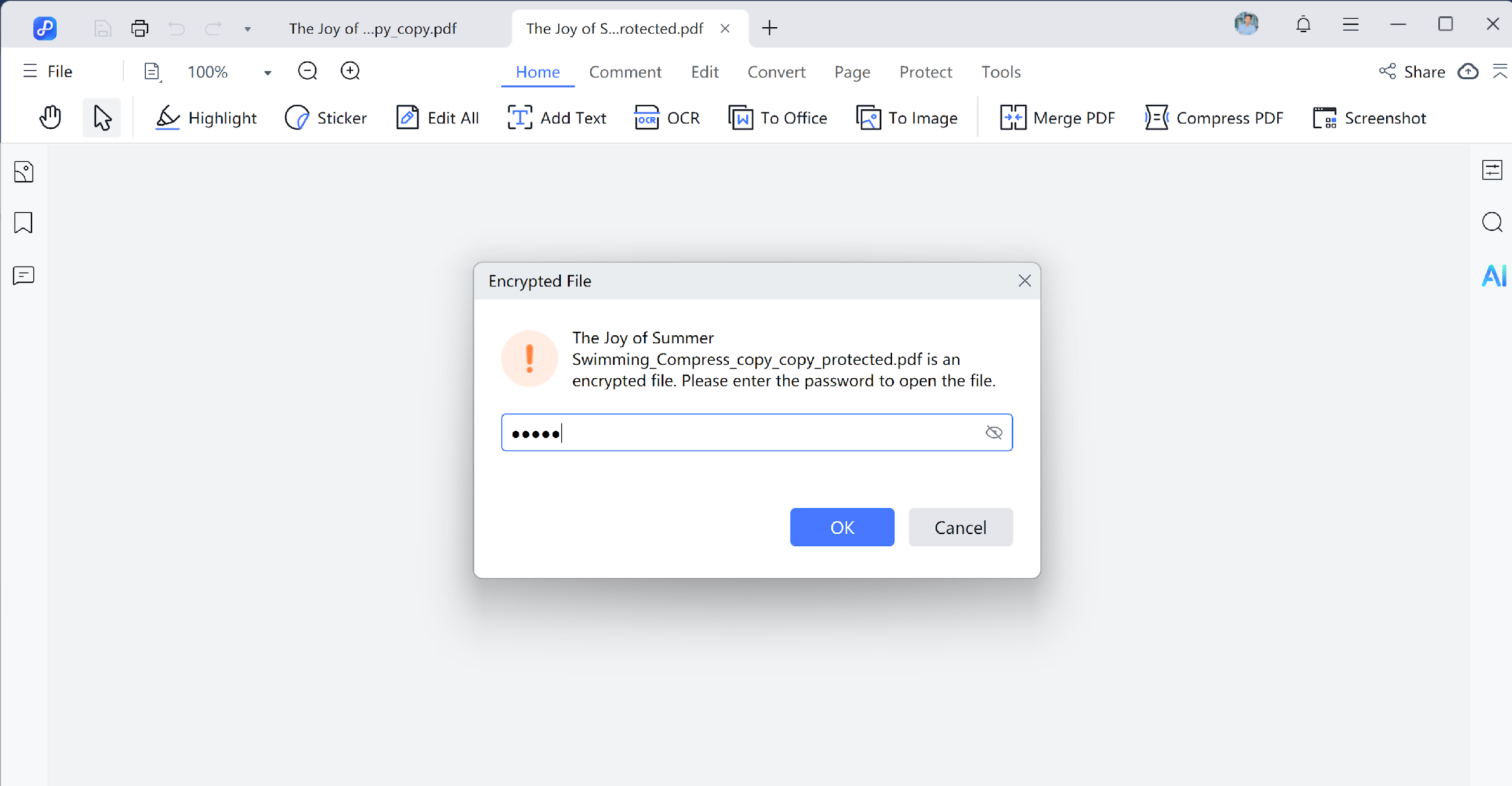 open a protected pdf