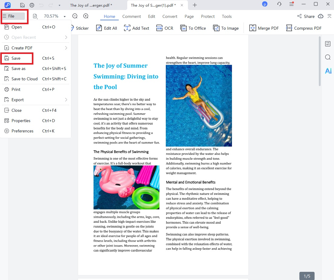 save combined pdf