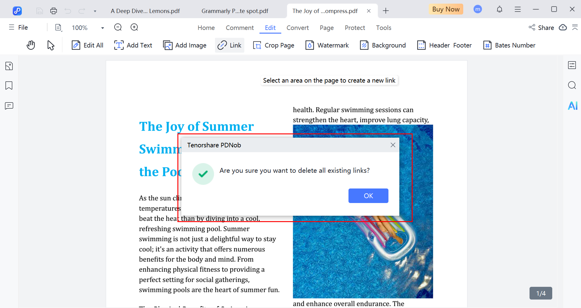 start delete all links