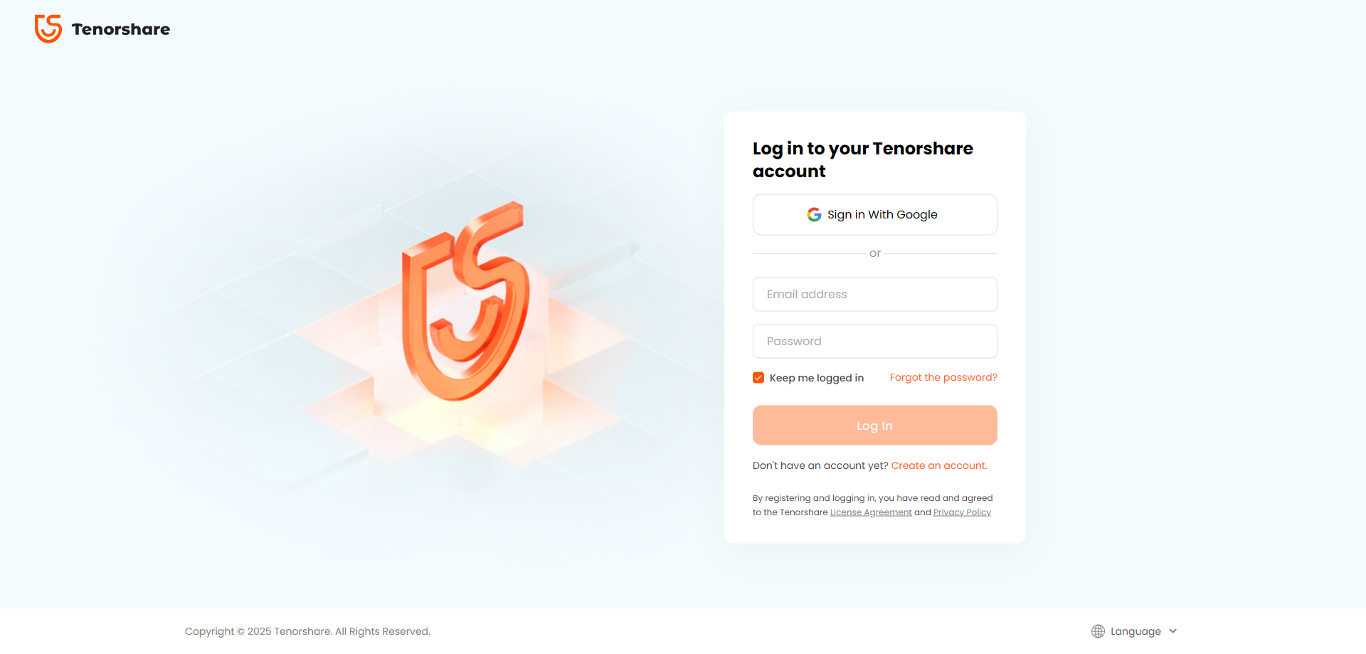 tenorshare account center