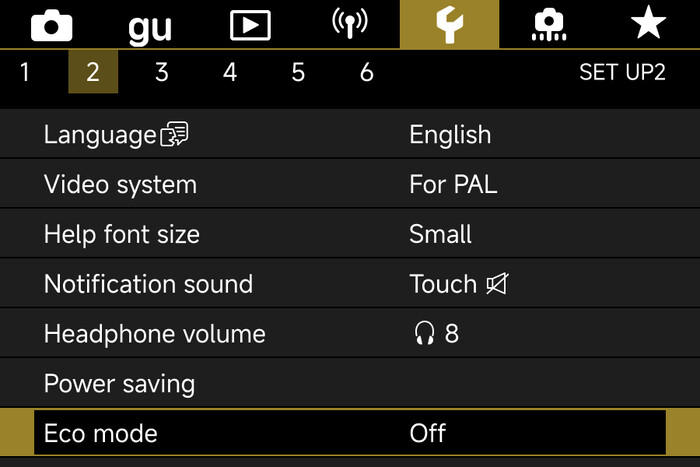 Canon 省電力モードをオフ