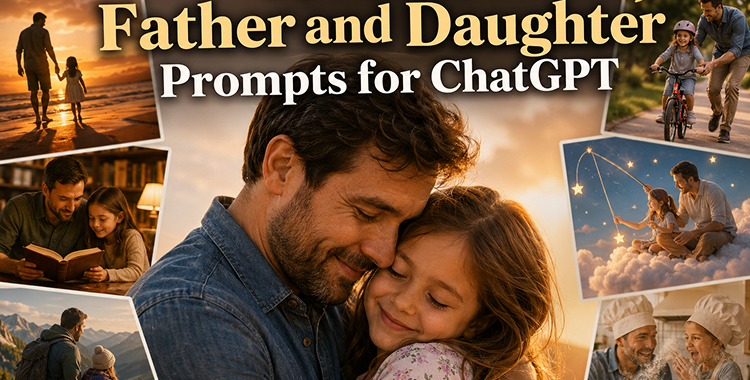 AI generated father and daughter portrait cover