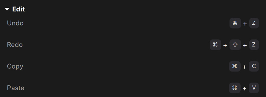 Edit Keyboard Shortcuts
