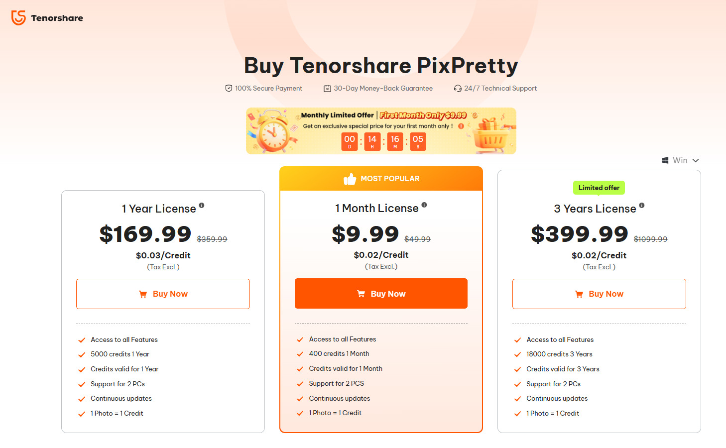 Go to the Tenorshare Account Center