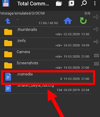 Удалить файлы формата .nomedia