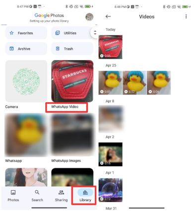 Восстановить удаленные видео из WhatsApp на Android Google Фото