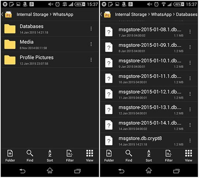 Восстановить WhatsApp из локальной резервной копии