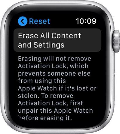 сброс стирания контент настройка apple watch