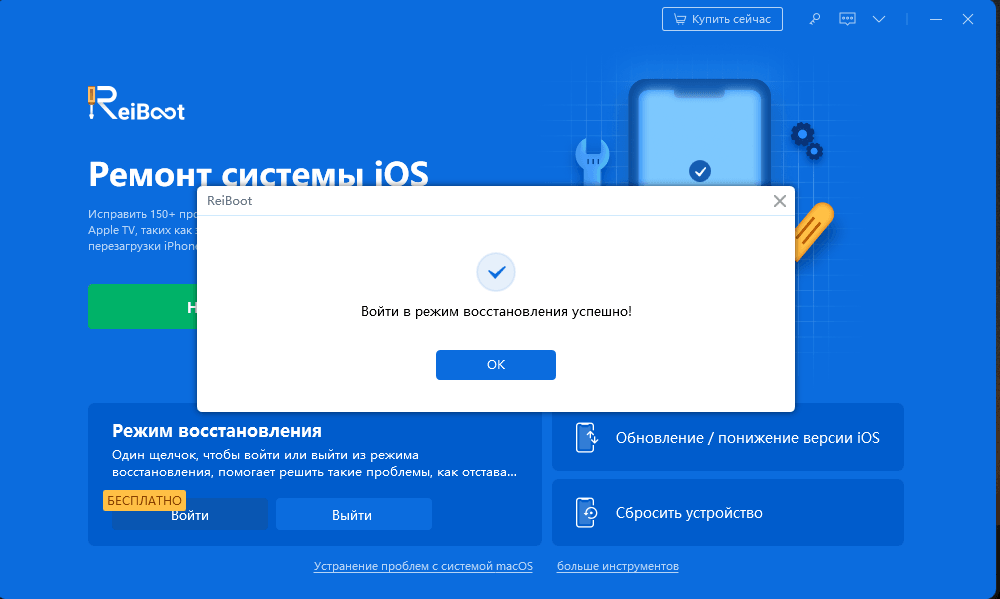 исправить с помощью reiboot