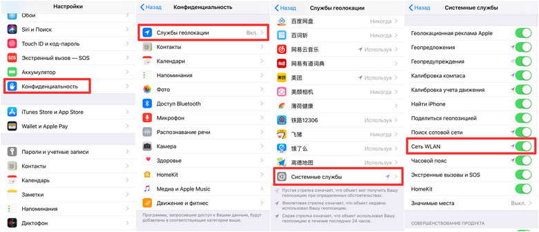отключите опцию сеть WLAN