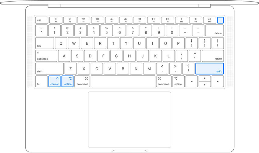 левая клавиша выбора Mac