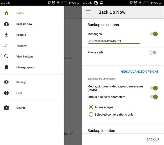 перенести смс