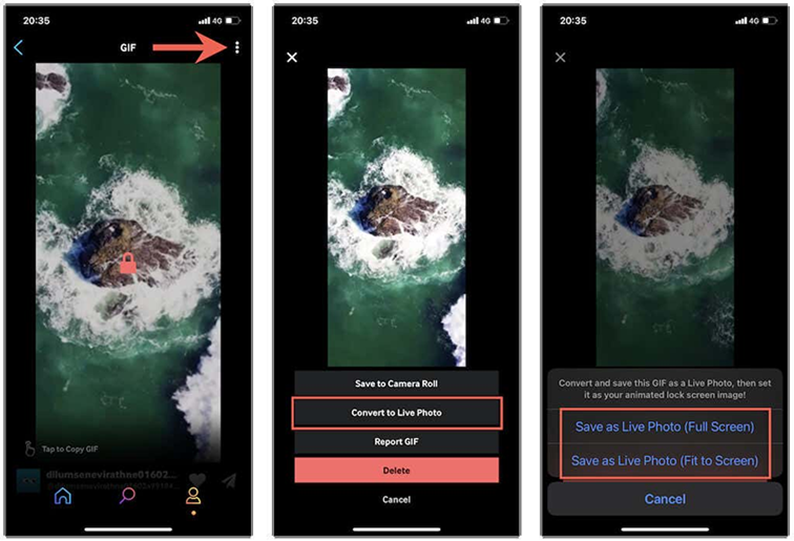 Установить видео на обои Айфон через Giphy