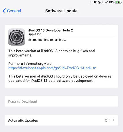 ios13 застрял на резюме
