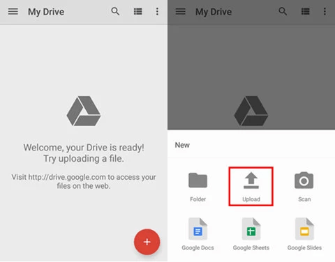 загружать файлы на Google диск