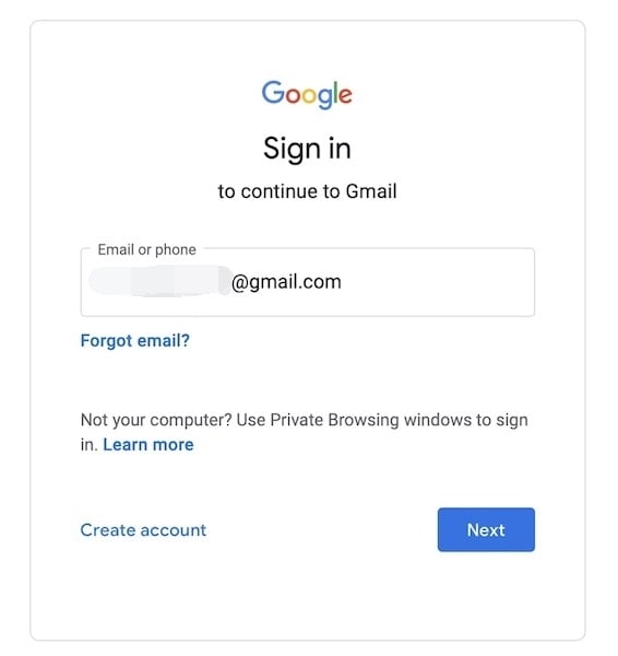 sign in to continue to gmail