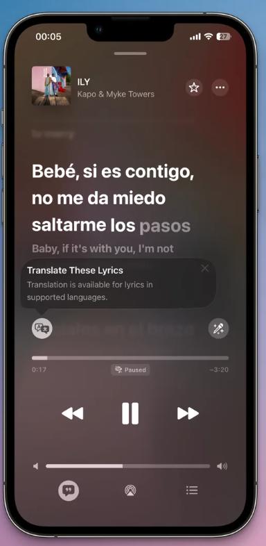 Activer la traduction des paroles