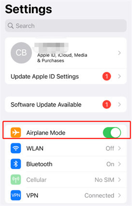 turn off airplane mode