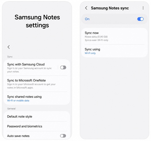 Check Samsung Notes Sync Settings