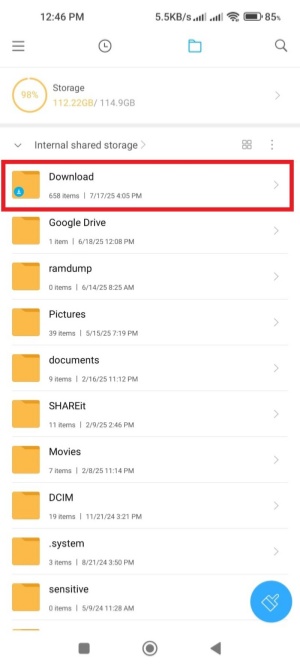 download folder in file manager