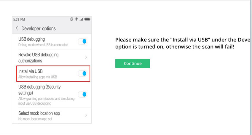 USB経由でインストール