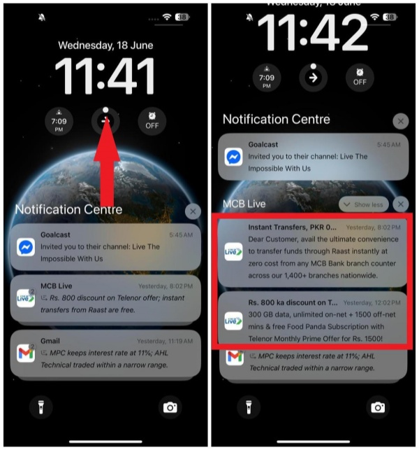 iphone lock screen notifications