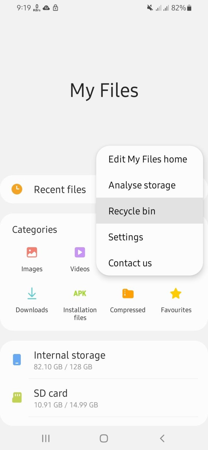 opening recycle bin from file manager