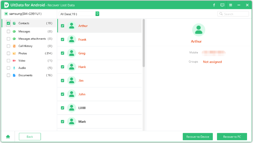 recover deleted contacts from android device