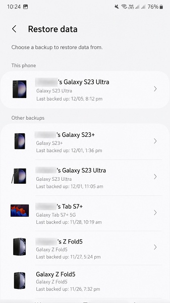 Restore Contacts from Samsung Account