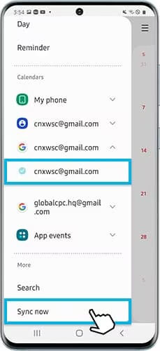 Select the Email and Tap on Sync