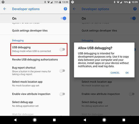 force enable usb debugging on android on mac os x for a zte if frp is on