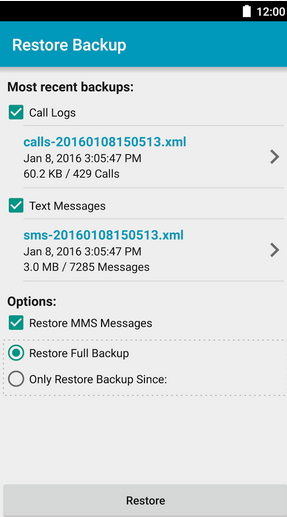 backup and restore android sms messages