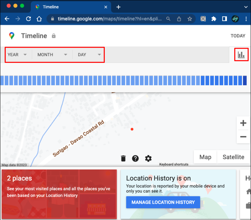 checking and filtering map history