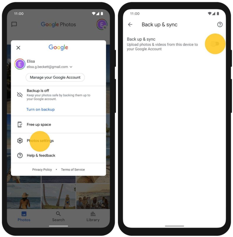 enabling back up & sync