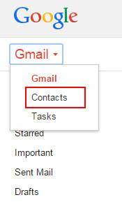gmail contacts tab