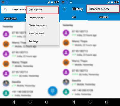 LG call logs and delete