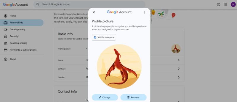 remove picture from google account