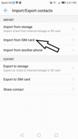 select the contacts to import