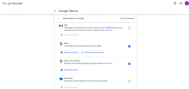 selecting google maps