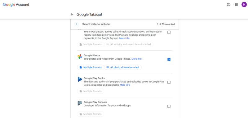selecting google photos